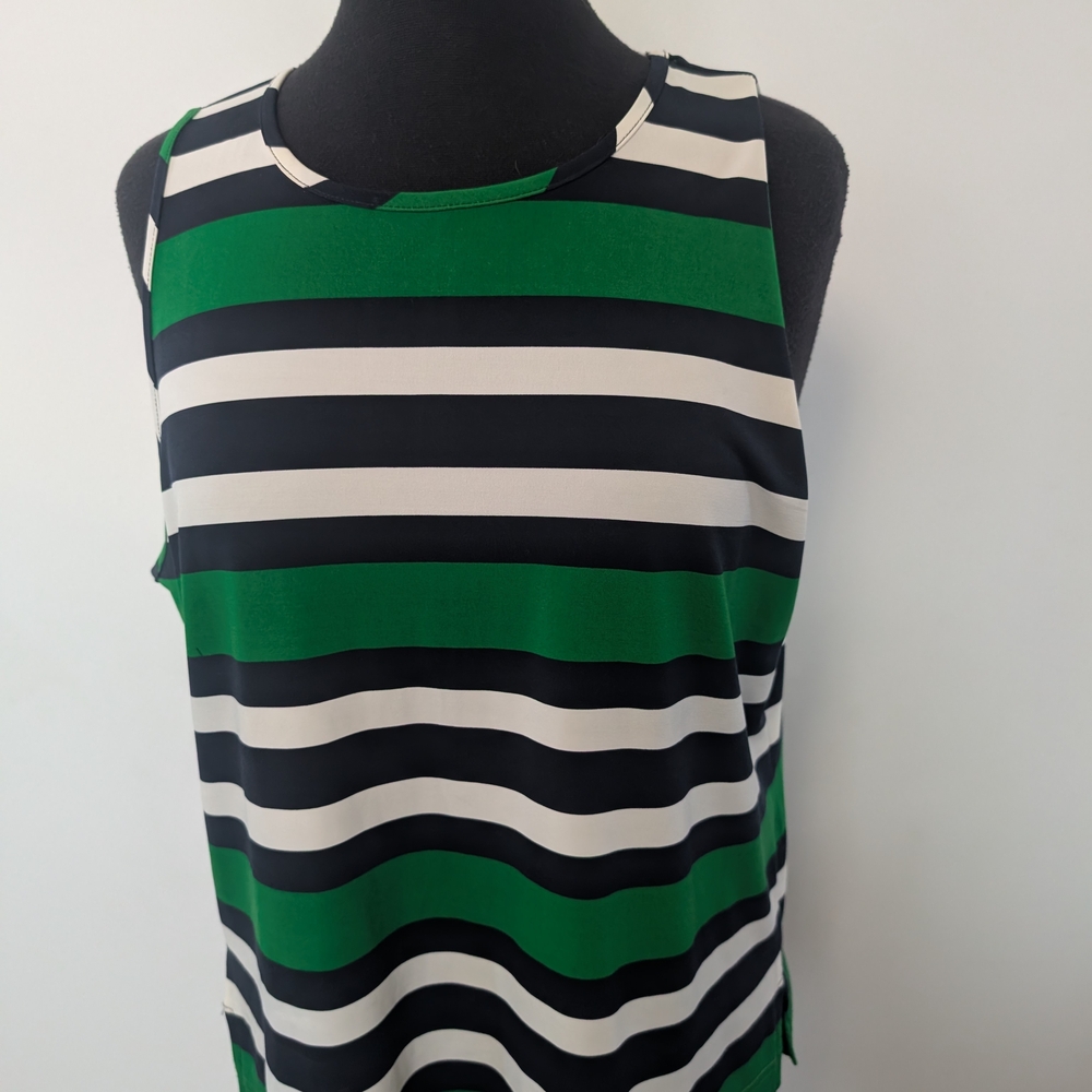 Banana Republic Green Black White Striped Tank Top